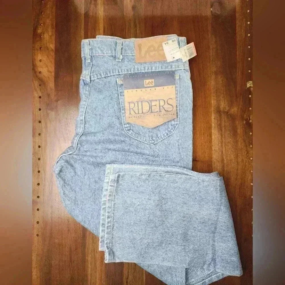 VINTAGE NWT 90s Lee Riders Regular fit straight pepper lite jeansUnion USA 38x34 - Picture 2 of 6